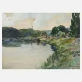 Max Heiland, Saale bei Wettin, 1912, Aquarell