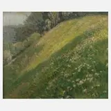 Theophil Heinke, "Marguerithenwiese", Öl auf Malplatte