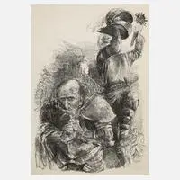 Bernhard Heisig, Ritter und Bauer, Lithographie