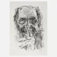 Bernhard Heisig, Selbst mit Zeigefinger, Lithographie