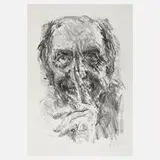 Bernhard Heisig, Selbst mit Zeigefinger, Lithographie