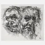 Prof. Bernhard Heisig, Doppelportrait, Lithographie
