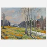 Johannes Hess, "Vorfrühling", Öl auf Pappe