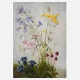 Minni Herzing, "Rasenstück mit verschiedenen Wildblumen", Federnelke