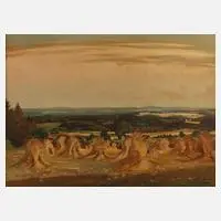 Richard Sachs, Vogtländische Erntelandschaft, Öl über Bleistift auf Malplatte