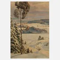 Richard Sachs, Winter im Vogtland, Öl auf Pappe