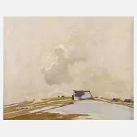 Vorfrühling im Erzgebirge by Erich Buchwald-Zinnwald, Öl auf Pappe, sold May 2021