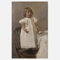 F. Bethke, Kinderportrait, Öl auf Leinwand und Keilrahmen