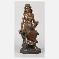 Leopold Bracony, Mädchen mit Tamburin, Bronze