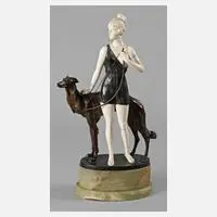 Brono Zach, Diana mit Barsoi, Bronze