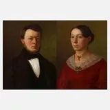 F. Lay, Paar Biedermeierportraits, 1842, Öl auf Leinwand