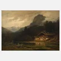 Julius Monien, "Landschaft aus Südbaiern", Öl auf Leinwand