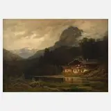 Julius Monien, "Landschaft aus Südbaiern", Öl auf Leinwand