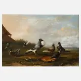 Francois Vandeverdonck, Geflügelstück, 1869, Öl auf Mahagoniholzplatte