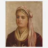 E. v. Wolfskeel, Portrait einer Orientalin, 1894, Öl auf Leinwand