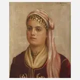 E. v. Wolfskeel, Portrait einer Orientalin, 1894, Öl auf Leinwand