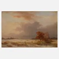 Romantiker, Winterlandschaft, Öl auf Karton