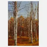 Paola Azzurri, Herbstlicher Birkenwald, Öl auf Leinwand