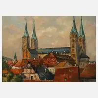 Bonaventure de Bar, Blick auf den Bamberger Dom, Öl auf Hartfaserplatte