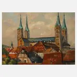 Bonaventure de Bar, Blick auf den Bamberger Dom, Öl auf Hartfaserplatte