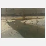 Hans Bauer, Winterabend, 1883, Öl auf Leinwand