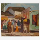 Klaus Bemmer, "Frühlingsfest in Bremerhaven", Öl auf Malkarton