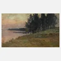 Abend am See by Franz Bunke, Öl auf Leinwand und Karton, sold Oct 2020