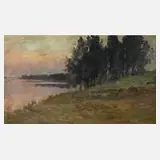 Prof. Franz Bunke, Abend am See, Öl auf Leinwand und Karton