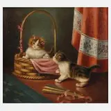 P. Černý, Katzenkinder, 1934, Öl auf Leinwand