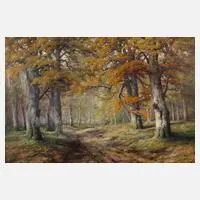 Wilhelm Dohmann, Herbstliches Waldinneres, Öl auf Leinwand