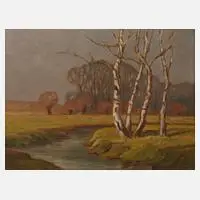 Wilhelm Facklam, "Wiesen im März", Öl auf Pappe
