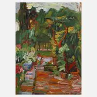 Albert Ernst, Gartenstück, Öl auf Sperrholz