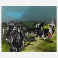 Rainer Fetting, "Kühe", 1985, Öl auf Leinwand