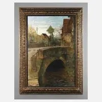 Frühlingshafter Altstadtwinkel by H. Franke, Öl auf Leinwand, sold Oct 2020