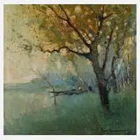 Paul Hagemans, "September am See", Öl auf Leinwand und Keilrahmen