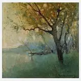 Paul Hagemans, "September am See", Öl auf Leinwand und Keilrahmen