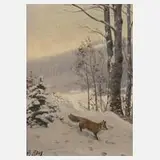 Christian Haug, Fuchs im Schnee, Öl auf Leinwand
