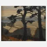 Georg Max Hofmann, Kiefern an der Küste, Öl auf Leinwand