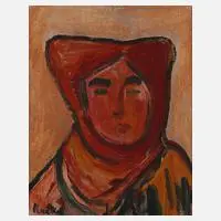 Jozef Ilečko, Frauenportrait, Öl auf Pappe