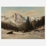 Hans Otto Kraus, Winter bei Mittenwald, Öl auf Leinwand