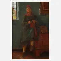 Anders Montan, Junge Frau im Interieur, 1899, Öl auf Holz