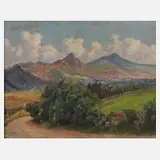 Pablo Schouboe, Landschaft in Trans-Patagonien, Öl auf Leinwand und auf Sperrholz kaschiert