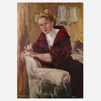 Elsa Sturm-Lindner, Mädchenportrait, Öl auf grober Leinwand