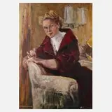 Elsa Sturm-Lindner, Mädchenportrait, Öl auf grober Leinwand