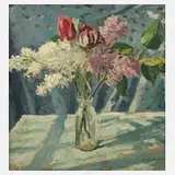 Alfred Swieykowski, Blumenstillleben, Öl auf Sperrholz