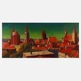 N. Ruis, Stadtlandschaft, Öl auf Platte
