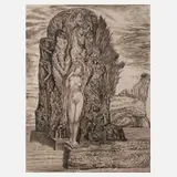 Prof. Ernst Fuchs, "Venusberg", Farbradierung