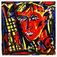 Helmut Middendorf, Kopf in Rot, Farbserigraphie auf leichtem Karton
