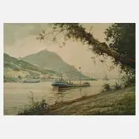 Hans Bauer, Rheinlandschaft, Aquarell