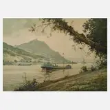 Hans Bauer, Rheinlandschaft, Aquarell